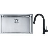 Franke Box BXX 210/110-68 zlewozmywak 72,5x45 cm stalowy z baterią kuchenną Lina onyx (1270453658, 1150626055)