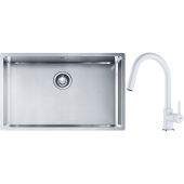 Franke Box BXX 210/110-68 zlewozmywak 72,5x45 cm stalowy z baterią kuchenną Lina biały polarny (1270453658, 1150626081)