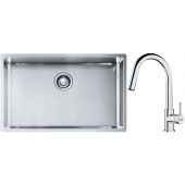 Franke Box BXX 210/110-68 zlewozmywak 72,5x45 cm stalowy z baterią kuchenną Lina chrom (1270453658, 1150693229)