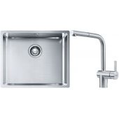 Franke Box BXX 110-50/BXX 210-50 zlewozmywak 54x45 cm stalowy z baterią kuchenną Atlas stal szlachetna (1270453656, 1150521439)