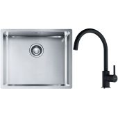 Franke Box BXX 110-50/BXX 210-50 zlewozmywak 54x45 cm stalowy z baterią kuchenną Lina onyx (1270453656, 1150626020)