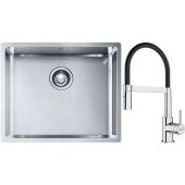 Franke Box BXX 110-50/BXX 210-50 zlewozmywak 54x45 cm stalowy z baterią kuchenną Lina chrom/czarny (1270453656, 1150626085)