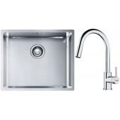 Franke Box BXX 110-50/BXX 210-50 zlewozmywak 54x45 cm stalowy z baterią kuchenną Lina chrom (1270453656, 1150693229)