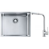 Franke Box BXX 110-50/BXX 210-50 zlewozmywak 54x45 cm stalowy z baterią kuchenną Sirius Side chrom (1270453656, 1150668280)