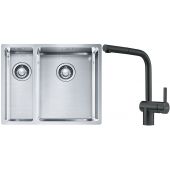 Franke Box BXX 260/160-34-16 zlewozmywak 56x45 cm stalowy z baterią kuchenną Atlas czarna stal szlachetna (1270369916, 1150550427)