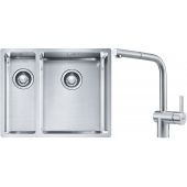 Franke Box BXX 260/160-34-16 zlewozmywak 56x45 cm stalowy z baterią kuchenną Atlas stal szlachetna (1270369916, 1150521439)