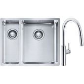 Franke Box BXX 260/160-34-16 zlewozmywak 56x45 cm stalowy z baterią kuchenną Pescara L Slide-In chrom (1270369916, 1150538940)