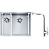 Franke Box BXX 260/160-34-16 zlewozmywak 56x45 cm stalowy z baterią kuchenną Sirius Side chrom (1270369916, 1150668280)
