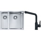 Franke Box BXX 260/160-34-16 zlewozmywak 56x45 cm stalowy z baterią kuchenną Urban czarny mat (1270369916, 1150627523)