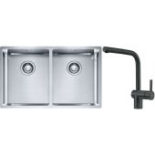 Franke Box BXX 220/120 34-34 zlewozmywak 74x45 cm stalowy z baterią kuchenną Atlas czarna stal szlachetna (1270370188, 1150550427)