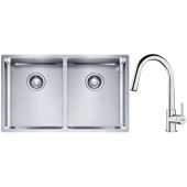 Franke Box BXX 220/120 34-34 zlewozmywak 74x45 cm stalowy z baterią kuchenną Lina chrom (1270370188, 1150693229)