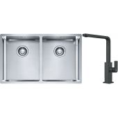 Franke Box BXX 220/120 34-34 zlewozmywak 74x45 cm stalowy z baterią kuchenną Mythos czarna stal szlachetna (1270370188, 1150550441)