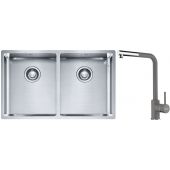 Franke Box BXX 220/120 34-34 zlewozmywak 74x45 cm stalowy z baterią kuchenną Sirius Side chrom (1270370188, 1150668280)