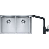 Franke Box BXX 220/120 34-34 zlewozmywak 74x45 cm stalowy z baterią kuchenną Urban czarny mat (1270370188, 1150627523)
