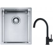 Franke Box BXX 210/110-34 zlewozmywak 38x45 cm stalowy z baterią kuchenną Lina czarny mat (1270453653, 1150626019)