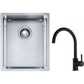 Franke Box BXX 210/110-34 zlewozmywak 38x45 cm stalowy z baterią kuchenną Lina onyx (1270453653, 1150626020)