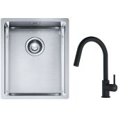 Franke Box BXX 210/110-34 zlewozmywak 38x45 cm stalowy z baterią kuchenną Lina czarny mat (1270453653, 1150626053)