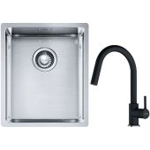 Franke Box BXX 210/110-34 zlewozmywak 38x45 cm stalowy z baterią kuchenną Lina onyx (1270453653, 1150626055)