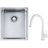Franke Box BXX 210/110-34 zlewozmywak 38x45 cm stalowy z baterią kuchenną Lina biały polarny (1270453653, 1150626081)