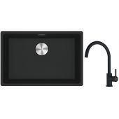 Franke Maris MRG 110-52 zlewozmywak 52x40 cm Fragranite z baterią kuchenną Lina czarny mat (1250687252, 1150626019)