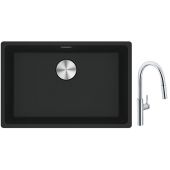 Franke Maris MRG 110-52 zlewozmywak 52x40 cm Fragranite czarny mat z baterią kuchenną Pescara L Slide-In chrom (1250687252, 1150538940)