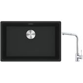 Franke Maris MRG 110-52 zlewozmywak 52x40 cm Fragranite czarny mat z baterią kuchenną Sirius Side chrom (1250687252, 1150668280)
