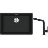 Franke Maris MRG 110-52 zlewozmywak 52x40 cm Fragranite z baterią kuchenną Urban czarny mat (1250687252, 1150627523)