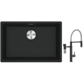 Franke Maris MRG 110-52 zlewozmywak 52x40 cm Fragranite czarny mat z baterią kuchenną Vital Semi-Pro czarny mat/stal (1250687252, 1200621313)