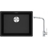 Franke Maris MRG 110-52 zlewozmywak 52x40 cm Fragranite onyx z baterią kuchenną Sirius Side chrom (1250687253, 1150668280)