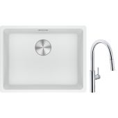 Franke Maris MRG 110-52 zlewozmywak 52x40 cm Fragranite biały polarny z baterią kuchenną Pescara L Slide-In chrom (1250687255, 1150538940)