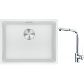 Franke Maris MRG 110-52 zlewozmywak 52x40 cm Fragranite biały polarny z baterią kuchenną Sirius Side chrom (1250687255, 1150668280)
