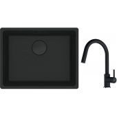 Franke Maris MRG 110-52 zlewozmywak 52x40 cm Fragranite czarny mat z baterią kuchenną Lina onyx (1250697759, 1150626055)