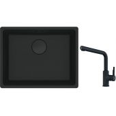 Franke Maris MRG 110-52 zlewozmywak 52x40 cm Fragranite czarny mat z baterią kuchenną Urban czarny mat (1250697759, 1150627523)