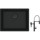 Franke Maris MRG 110-52 zlewozmywak 52x40 cm Fragranite czarny mat z baterią kuchenną Vital Semi-Pro czarny mat/stal (1250697759, 1200621313)