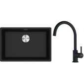 Franke Maris MRG 110-62 zlewozmywak 62x40 cm Fragranite onyx z baterią kuchenną Lina czarny mat (1250687257, 1150626019)
