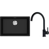 Franke Maris MRG 110-62 zlewozmywak 62x40 cm Fragranite onyx z baterią kuchenną Lina onyx (1250687257, 1150626020)