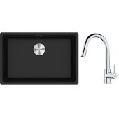 Franke Maris MRG 110-62 zlewozmywak 62x40 cm Fragranite onyx z baterią kuchenną Lina chrom (1250687257, 1150693229)