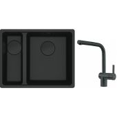 Franke Maris MRG 160-34-15SBL zlewozmywak 52x40 cm Fragranite czarny mat  z baterią kuchenną Atlas czarna stal szlachetna (1250697756, 1150550427)