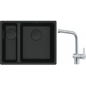 Franke Maris MRG 160-34-15SBL zlewozmywak 52x40 cm Fragranite czarny mat  z baterią kuchenną Atlas stal szlachetna (1250697756, 1150521439)