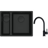 Franke Maris MRG 160-34-15SBL zlewozmywak 52x40 cm Fragranite czarny mat  z baterią kuchenną Lina onyx (1250697756, 1150626020)