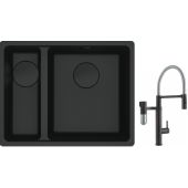 Franke Maris MRG 160-34-15SBL zlewozmywak 52x40 cm Fragranite czarny mat  z baterią kuchenną Vital Semi-Pro czarny mat/stal (1250697756, 1200621313)