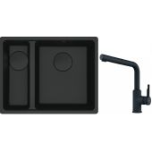 Franke Maris MRG 160-34-15SBL zlewozmywak 52x40 cm Fragranite czarny mat  z baterią kuchenną Urban czarny mat (1250697756, 1150627523)