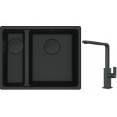 Franke Maris MRG 160-34-15SBL zlewozmywak 52x40 cm Fragranite czarny mat  z baterią kuchenną Mythos czarna stal szlachetna (1250697756, 1150550441)