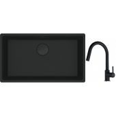 Franke Maris MRG 110-72 zlewozmywak 72x40 cm Fragranite czarny mat z baterią kuchenną Lina onyx (1250697757, 1150626055)