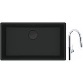 Franke Maris MRG 110-72 zlewozmywak 72x40 cm Fragranite czarny mat z baterią kuchenną Pescara L Slide-In chrom (1250697757, 1150538940)