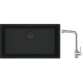 Franke Maris MRG 110-72 zlewozmywak 72x40 cm Fragranite czarny mat z baterią kuchenną Sirius Side chrom (1250697757, 1150668280)