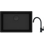 Franke Maris MRG 110-62 zlewozmywak 62x40 cm Fragranite czarny mat z baterią kuchenną Lina czarny mat (1250697758, 1150626019)
