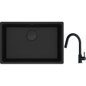 Franke Maris MRG 110-62 zlewozmywak 62x40 cm Fragranite czarny mat z baterią kuchenną Lina onyx (1250697758, 1150626055)