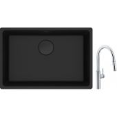 Franke Maris MRG 110-62 zlewozmywak 62x40 cm Fragranite czarny mat z baterią kuchenną Pescara L Slide-In chrom (1250697758, 1150538940)