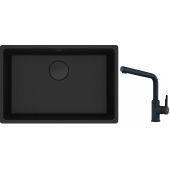 Franke Maris MRG 110-62 zlewozmywak 62x40 cm Fragranite czarny mat z baterią kuchenną Urban czarny mat (1250697758, 1150627523)